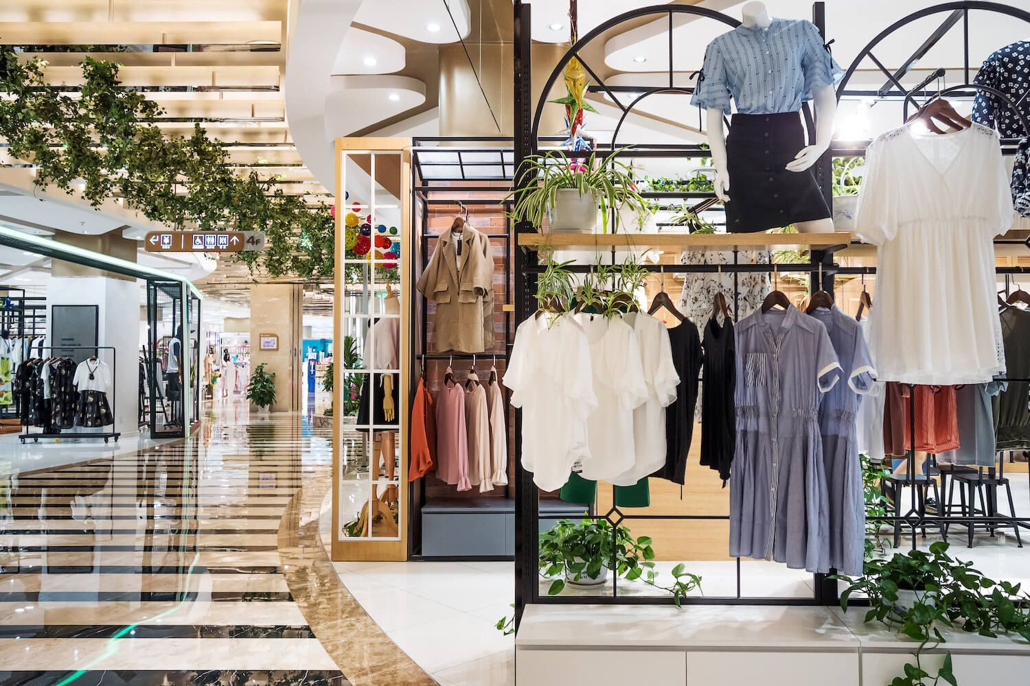 Retail clothing store inside a mall